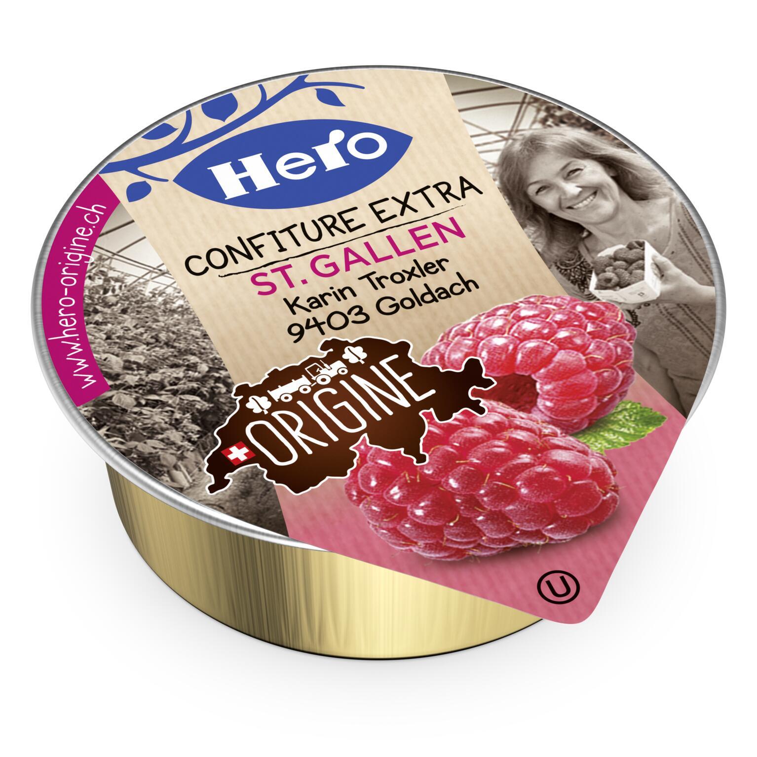 HE OR raspberry Jam      120x POR Confiture de framboises Origine, avec des framboises de Karin et Paul Troxler de Goldach SG. Avec 55% de teneur en fruits et du sucre suisse.